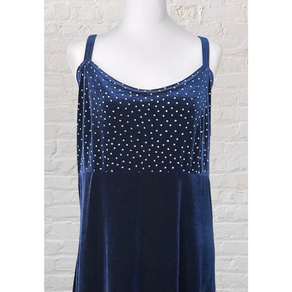 VTG Y2K Navy Velvet Sleeveless Maxi Dress 3X 4X 26 28 Whimsigoth Dark Fairy - Picture 4 of 10